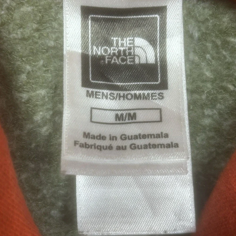 The North Face Hoodie Men's M Army Green w/ Orange Half Moon Logo Outdoor Hood